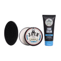 Set of Jack the Barber products including a brush, tin and tube of Fibre cream.