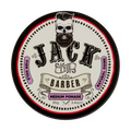 Tin of Jack the Barber medium pomade with branding and product details.