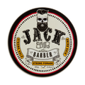 Pomade container with 'Jack the Barber' branding on a white background