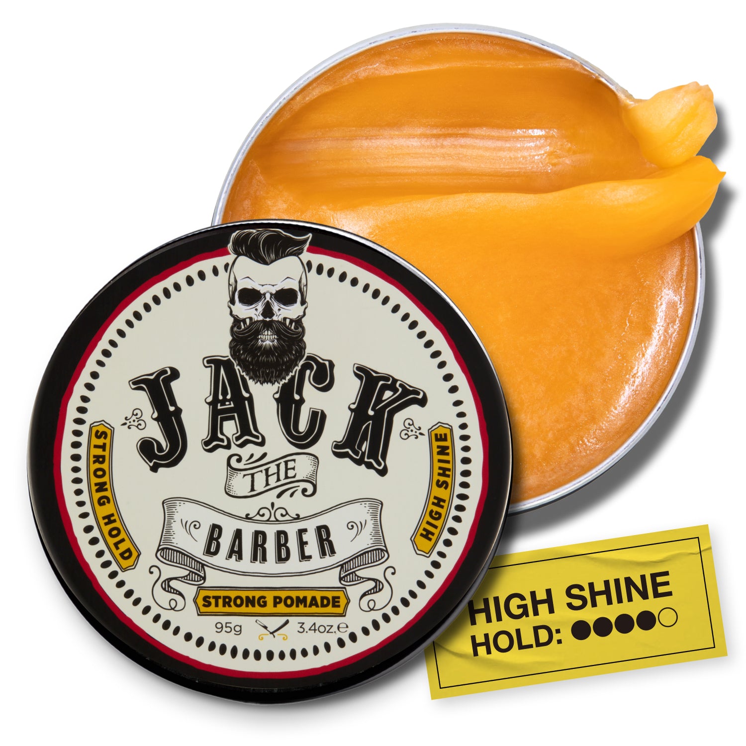 Jack the Barber pomade with packaging and label on a white background