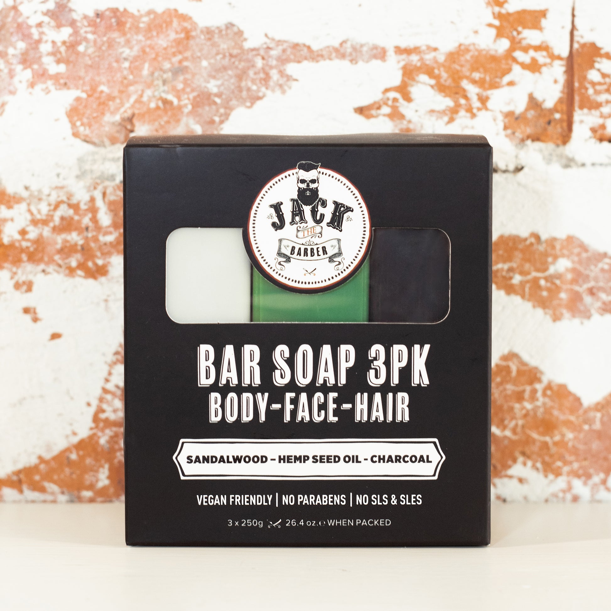 Bar Soap Triple Pack - Sandalwood, Hemp Seed Oil & Charcoal 3 x 250g